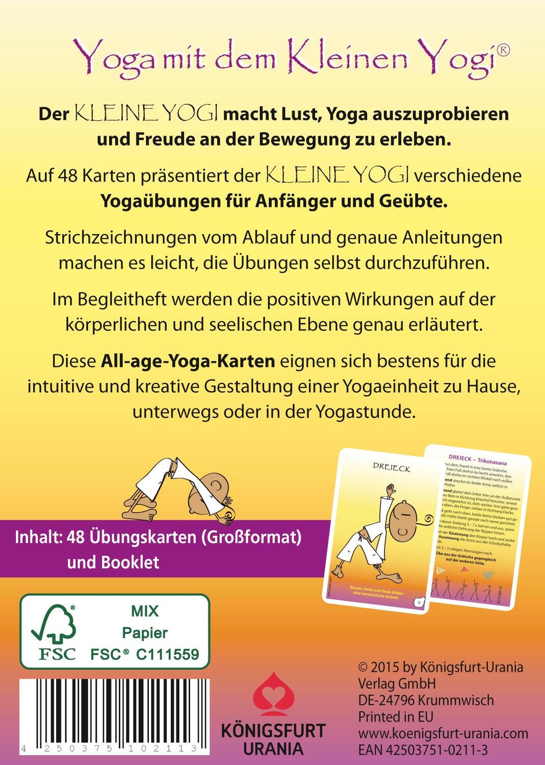 Rückseite: 4250375102113 | Yoga-Karten | Yoga mit dem kleinen Yogi | Gerti Nausch (u. a.) | 46 S.