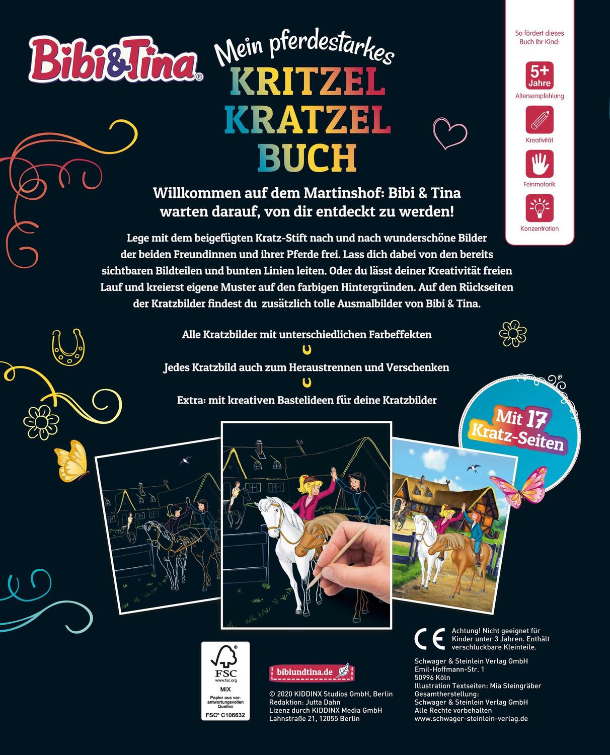 Rückseite: 9783849923013 | Bibi &amp; Tina - Mein pferdestarkes Kritzel-Kratzel-Buch | Taschenbuch