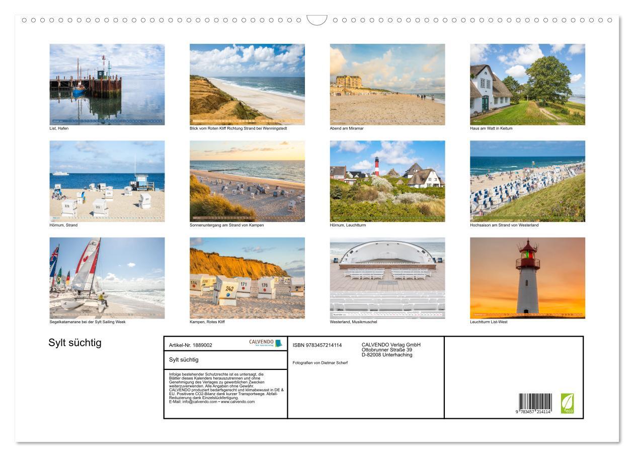 Bild: 9783457214114 | Sylt süchtig (Wandkalender 2025 DIN A2 quer), CALVENDO Monatskalender