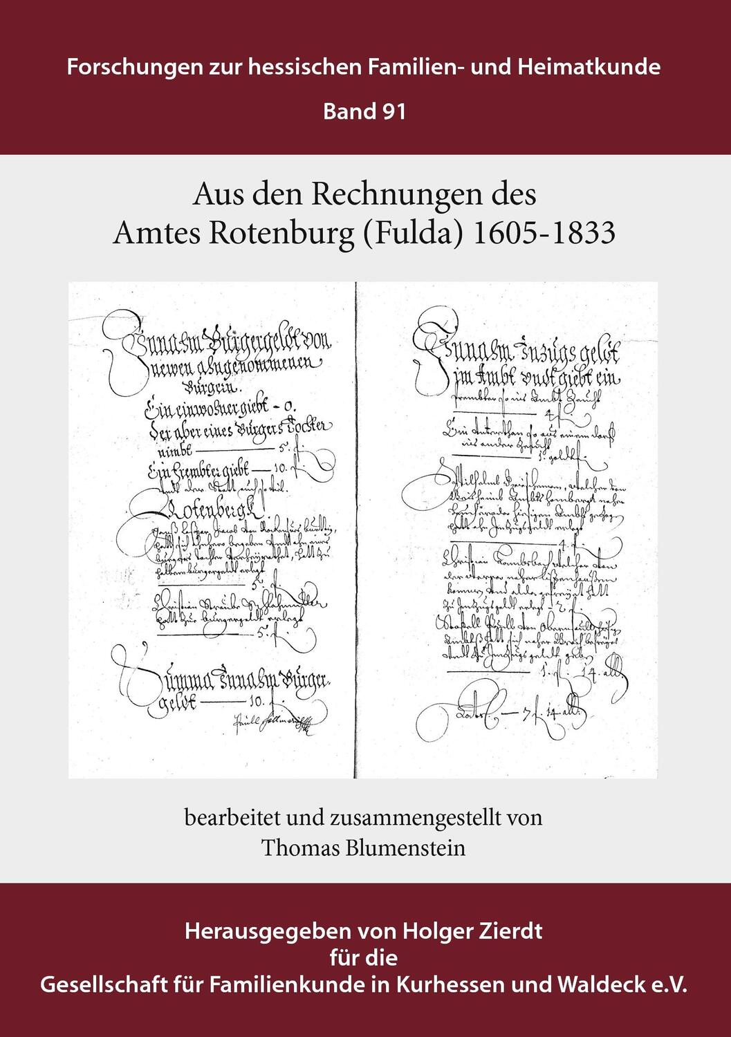 Cover: 9783842362185 | Aus den Rechnungen des Amtes Rotenburg (Fulda) | 1605-1833 | Buch