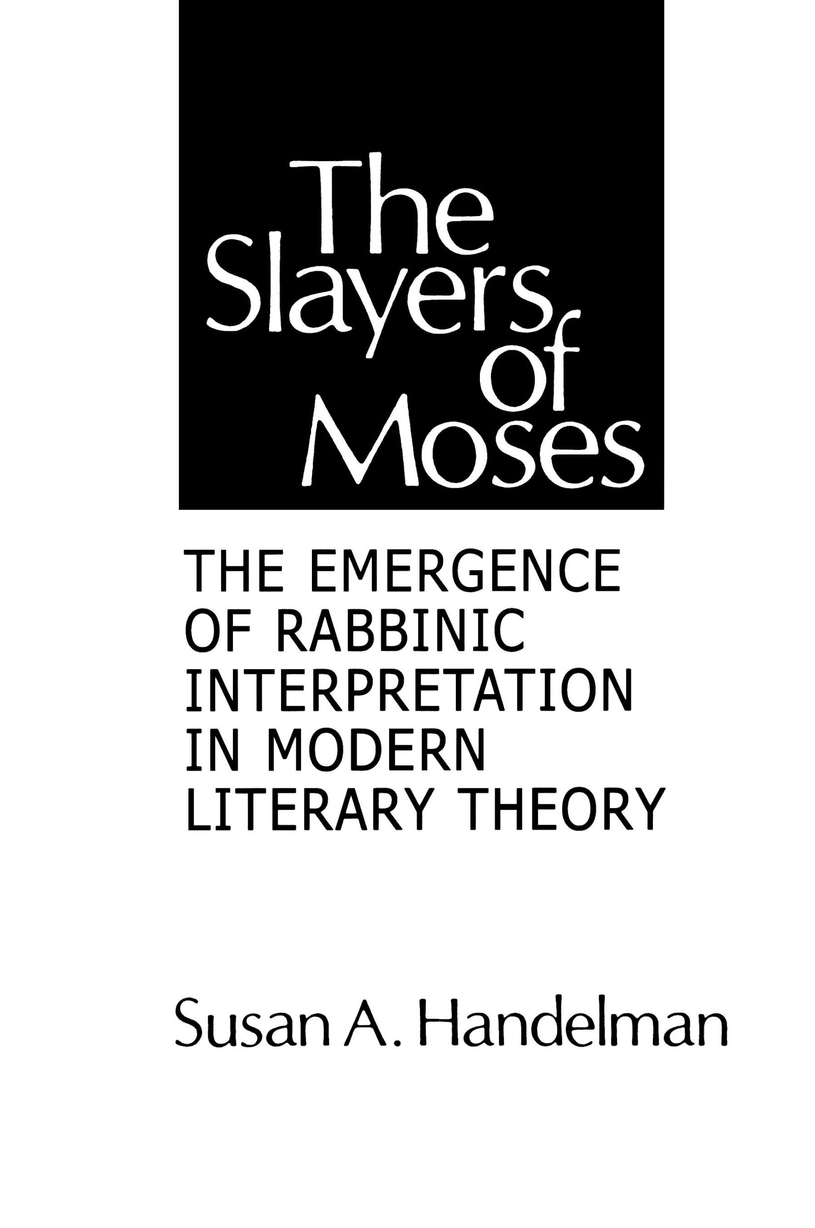 Cover: 9780873955775 | The Slayers of Moses | Susan A. Handelman | Taschenbuch | Englisch