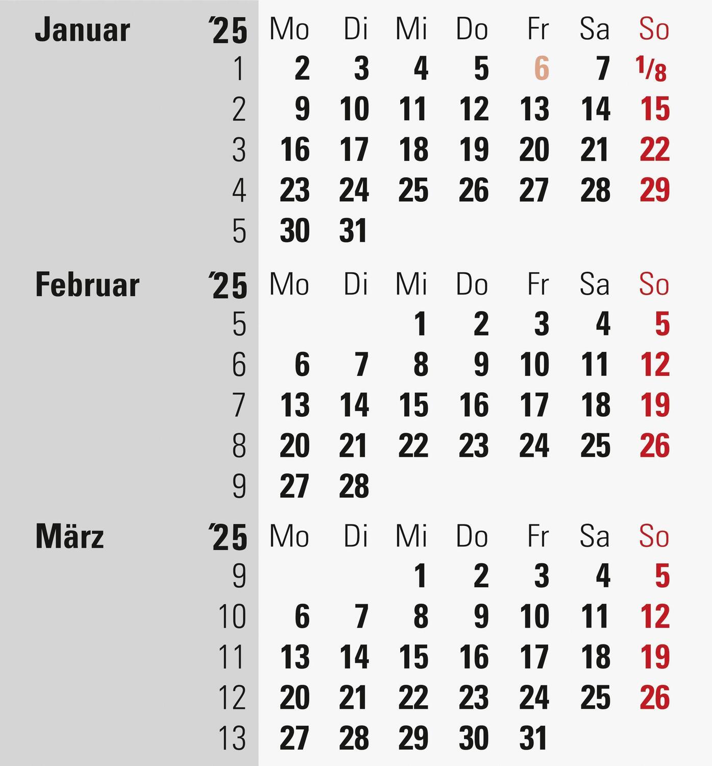 Bild: 4003273788244 | rido/idé 7038000305 3-Monats-Tischkalender (2025) 1 Seite = 3...