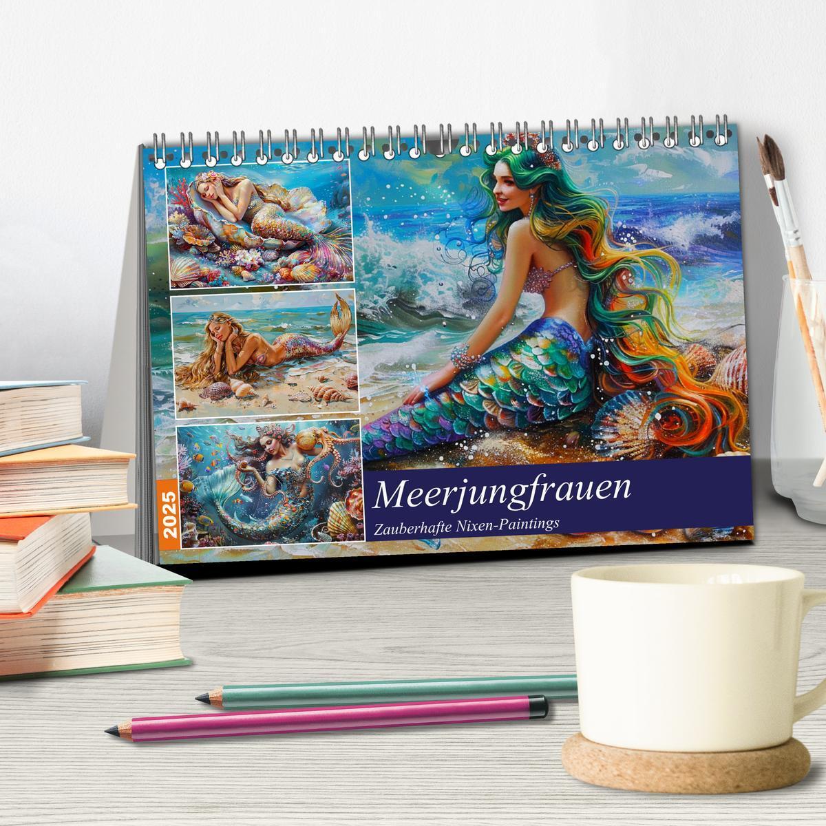 Bild: 9783383808234 | Meerjungfrauen. Zauberhafte Nixen-Paintings (Tischkalender 2025 DIN...