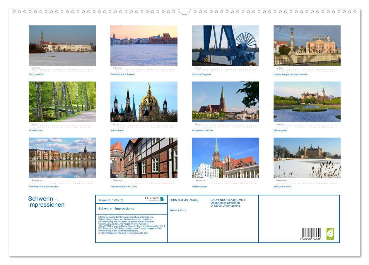 Bild: 9783435707645 | Schwerin - Impressionen (Wandkalender 2025 DIN A2 quer), CALVENDO...