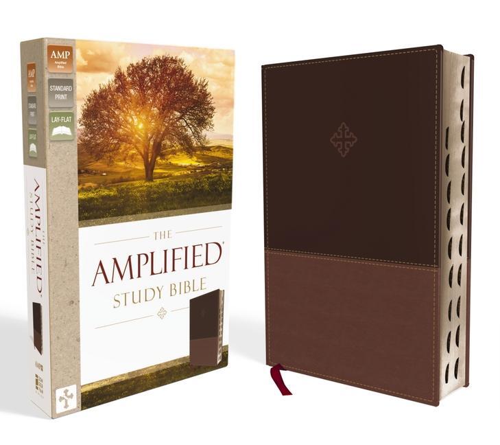 Cover: 9780310444756 | Amplified Study Bible, Imitation Leather, Brown, Indexed | Zondervan