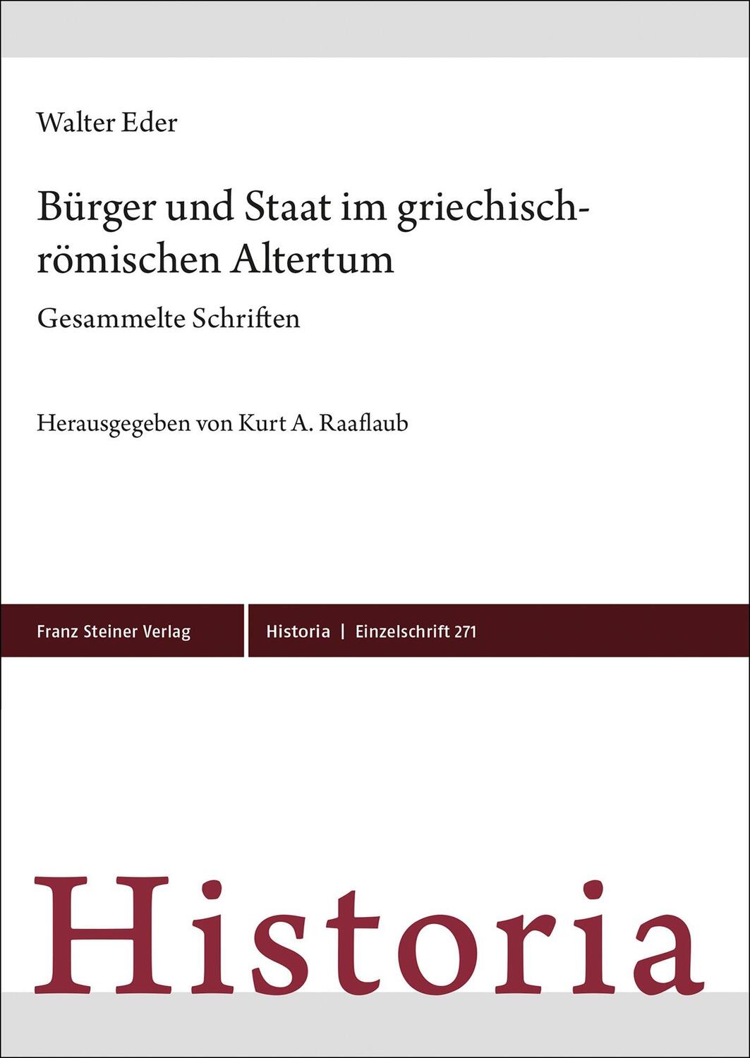 Cover: 9783515133739 | Bürger und Staat im griechisch-römischen Altertum | Walter Eder | Buch