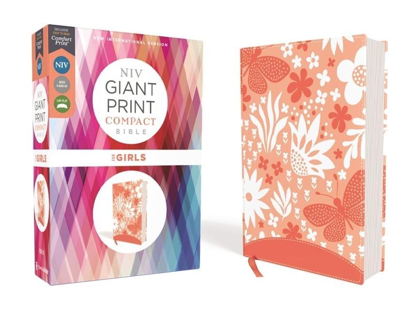 Cover: 9780310114581 | Niv, Giant Print Compact Bible for Girls, Leathersoft, Coral, Red...