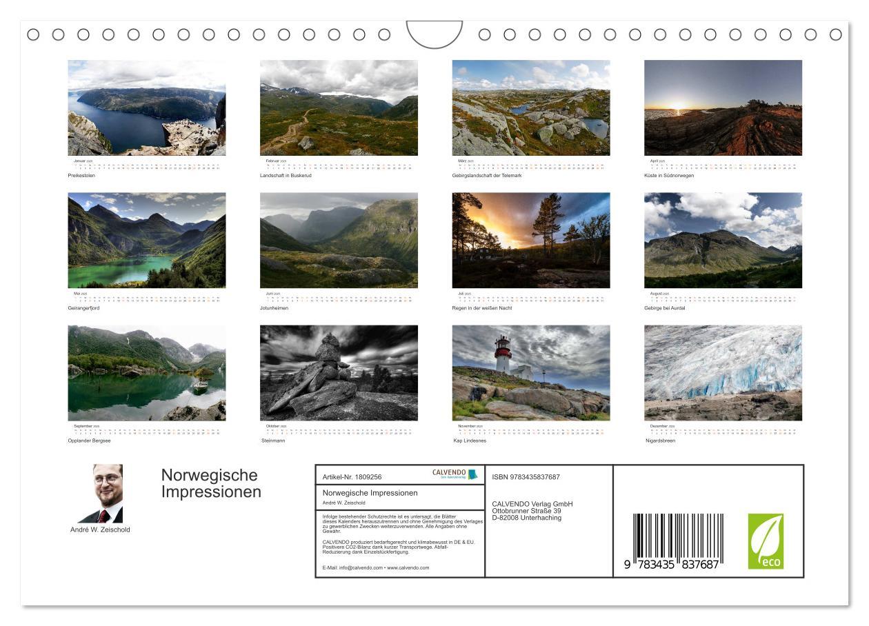 Bild: 9783435837687 | Norwegische Impressionen (Wandkalender 2025 DIN A4 quer), CALVENDO...