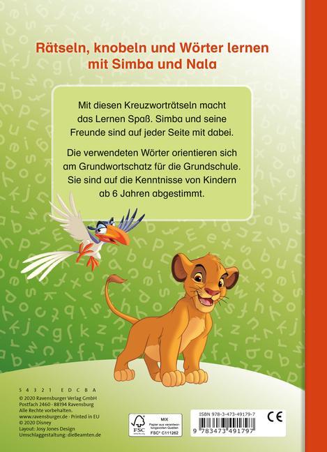 Bild: 9783473491797 | Disney Der König der Löwen: Kreuzworträtsel zum Lesenlernen | Buch