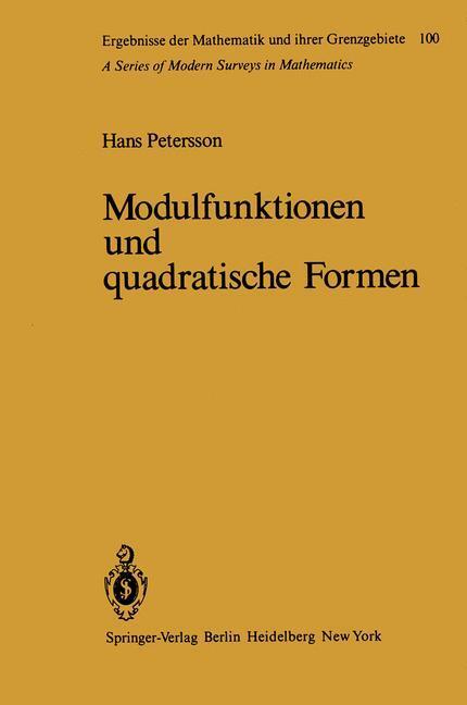 Cover: 9783642686214 | Modulfunktionen und quadratische Formen | H. Petersson | Taschenbuch