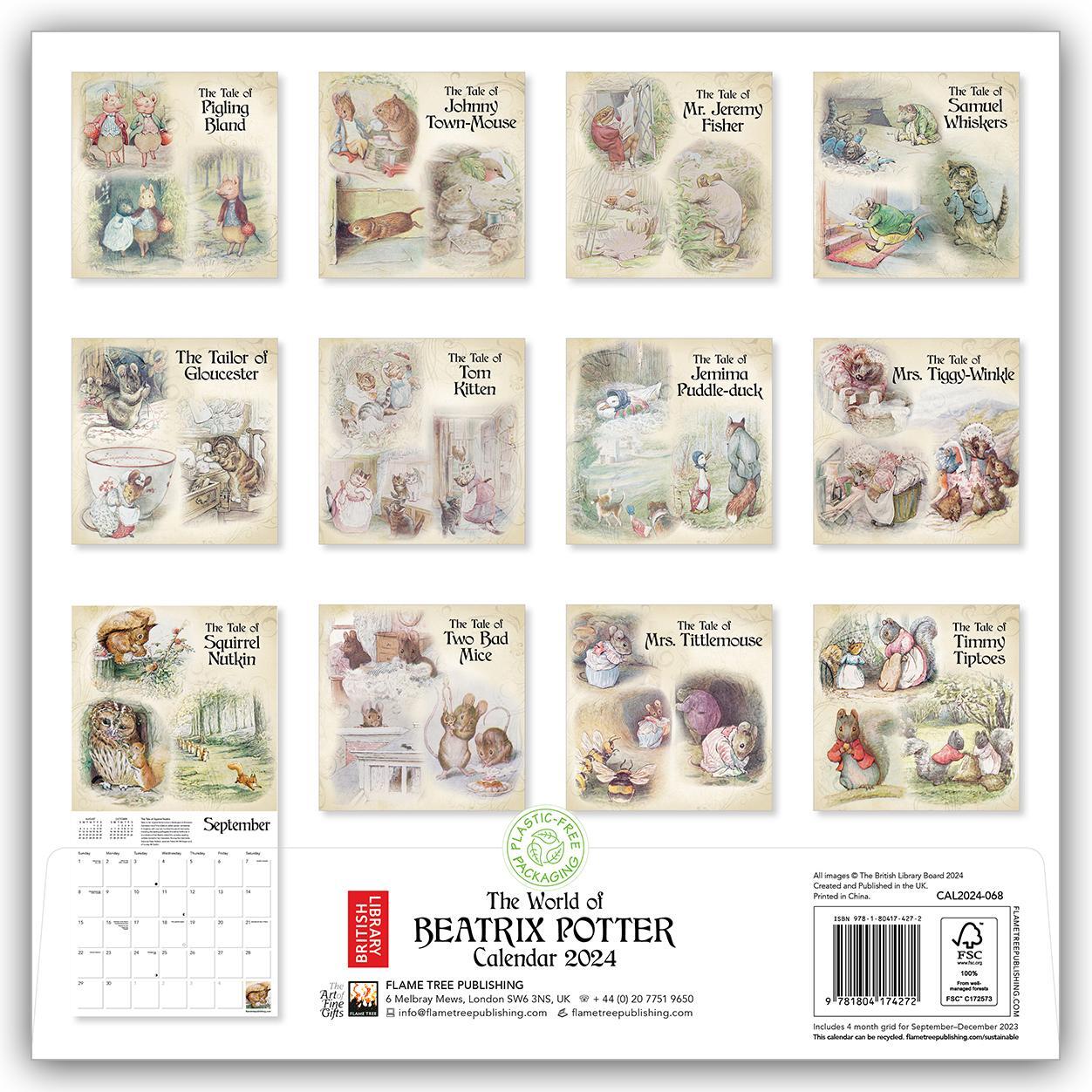 Rückseite: 9781804174272 | British Library: Beatrix Potter Wall Calendar 2024 (Art Calendar)