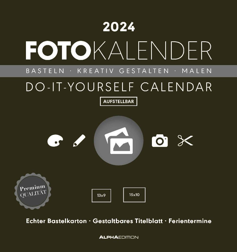 Cover: 4251732336639 | Foto-Bastelkalender schwarz 2024 - Do it yourself calendar 16x17 cm...