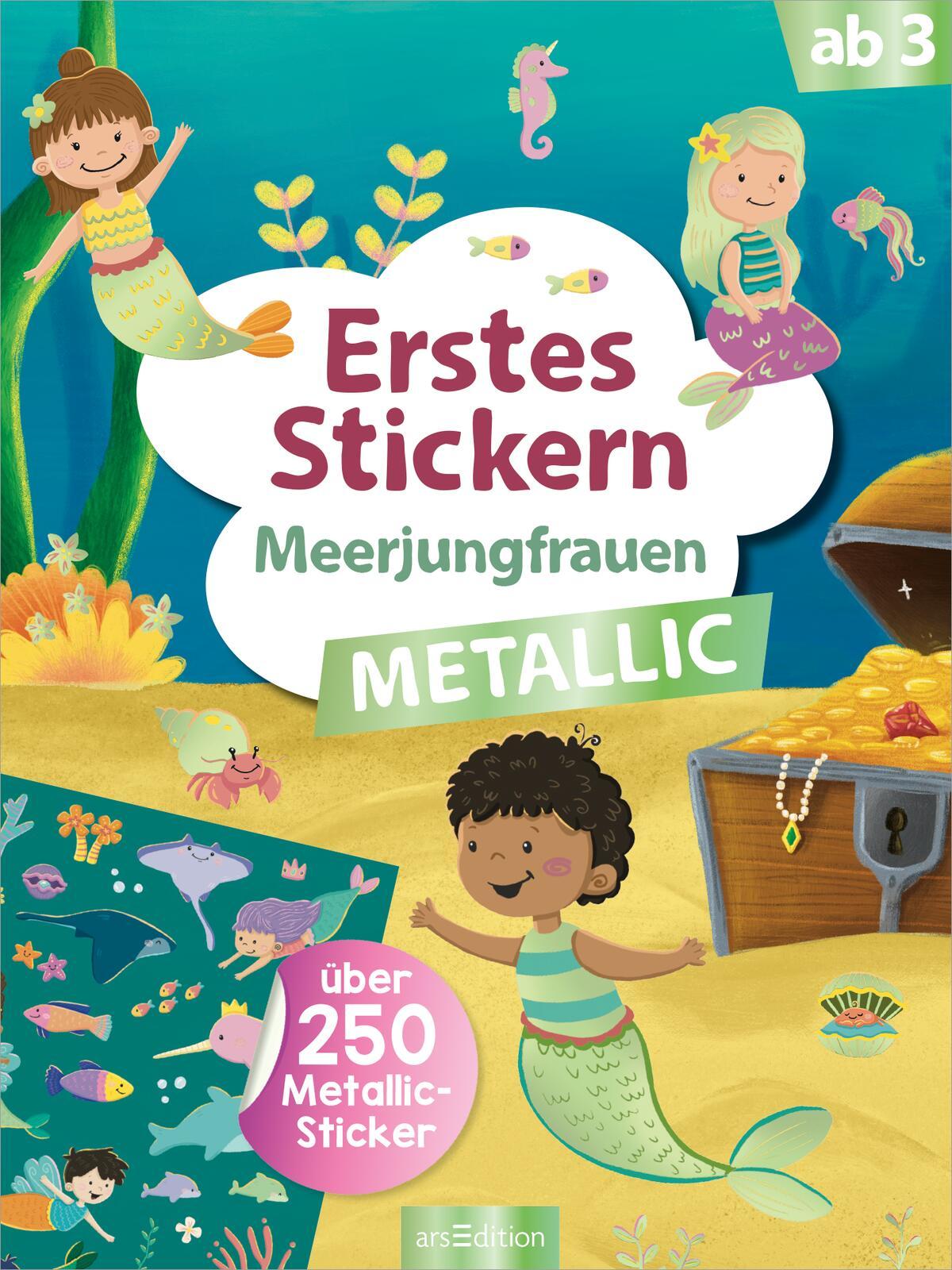 Bild: 9783845858364 | Erstes Stickern Metallic - Meerjungfrauen | Über 250 Metallic-Sticker