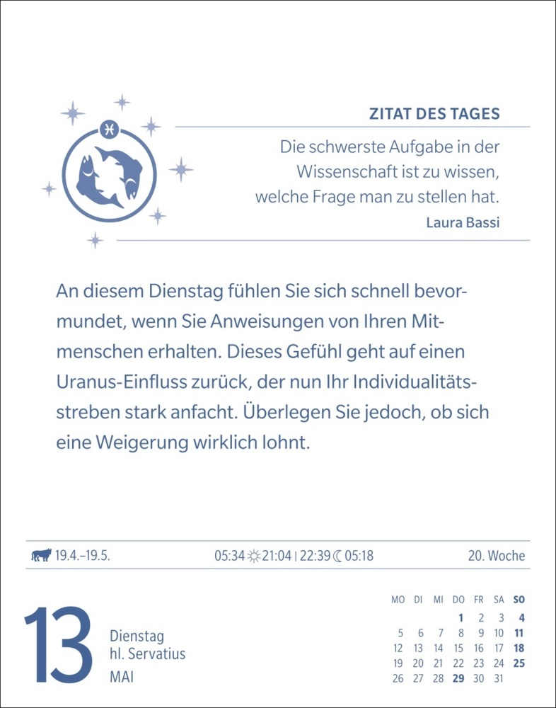 Bild: 9783840033667 | Fische Sternzeichenkalender 2025 - Tagesabreißkalender - Ihr...