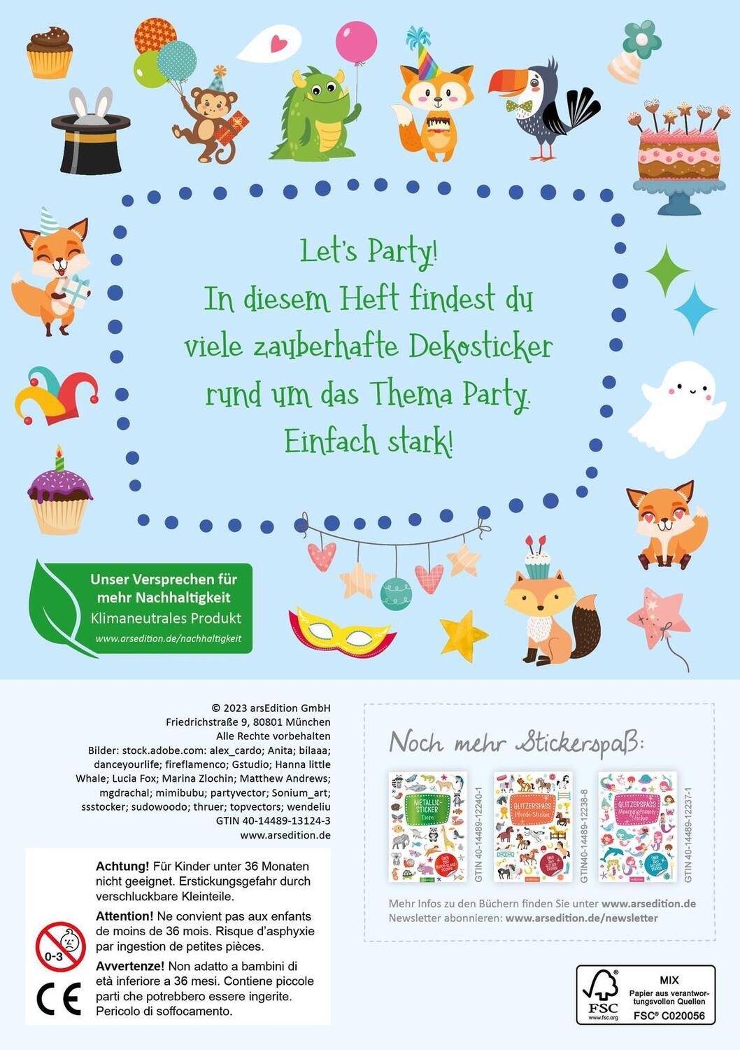 Rückseite: 4014489131243 | Partysticker | Über 200 Sticker | Stück | Softcover mit Stickerbögen