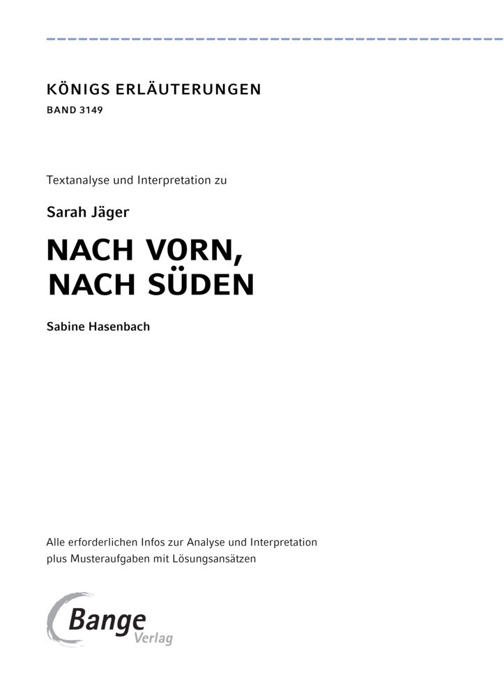 Bild: 9783804431492 | Nach vorn nach Süden von Sarah Jäger - Textanalyse und Interpretation