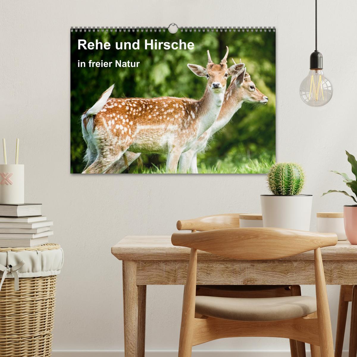 Bild: 9783435608928 | Rehe und Hirsche in freier Natur (Wandkalender 2025 DIN A3 quer),...