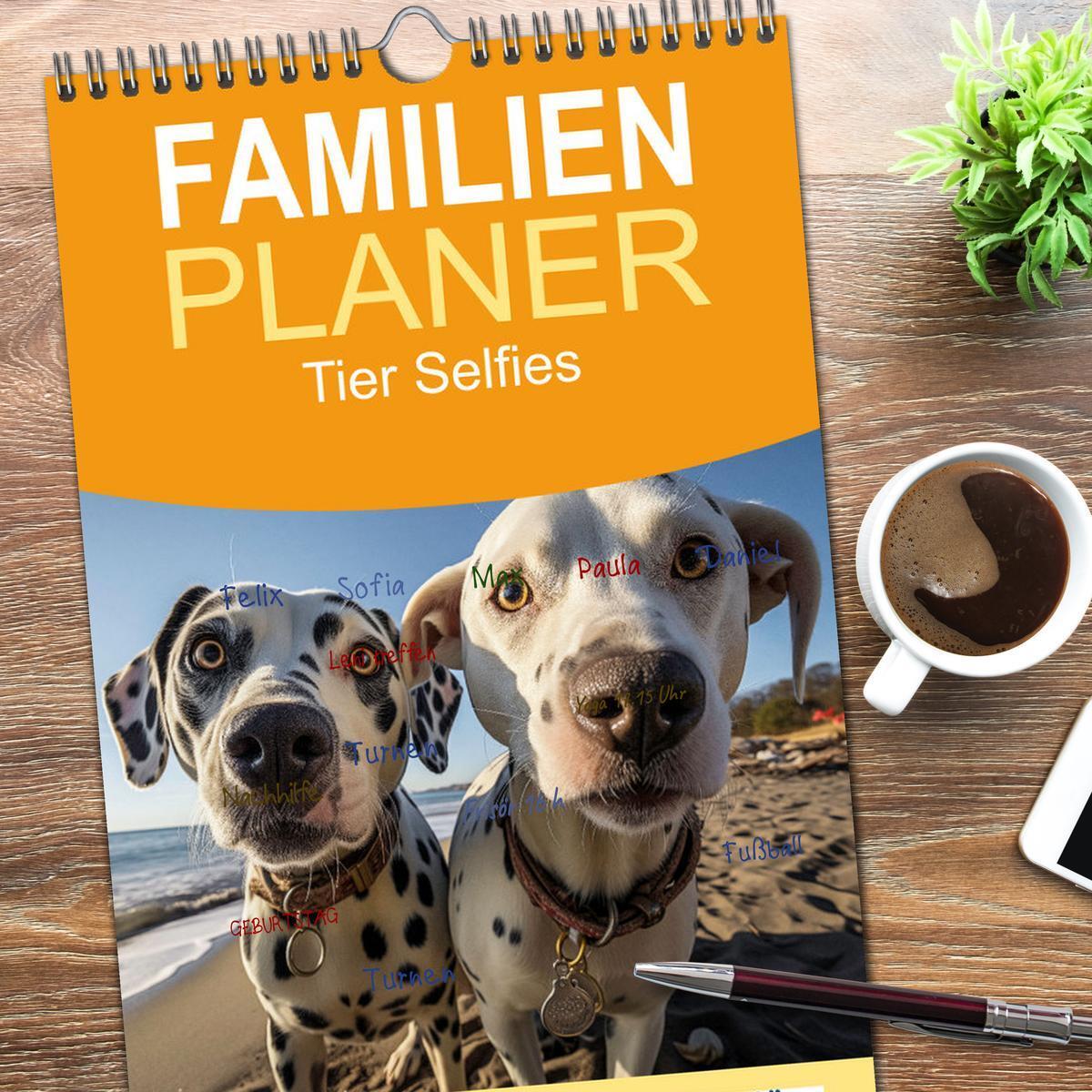 Bild: 9783457191736 | Familienplaner 2025 - Tier Selfies mit 5 Spalten (Wandkalender, 21...