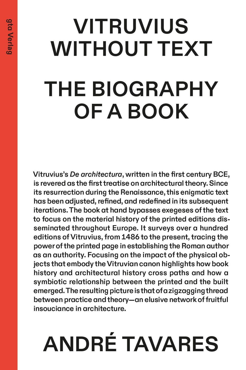 Cover: 9783856764227 | Vitruvius Without Text | The Biography of a Book | André Tavares