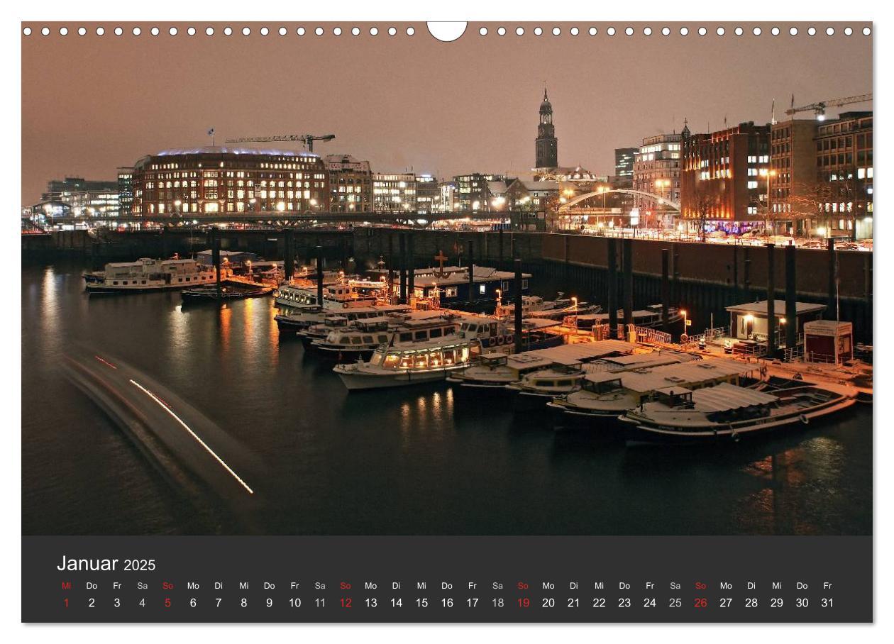 Bild: 9783435762460 | Hamburger Hafen bei Nacht (Wandkalender 2025 DIN A3 quer), CALVENDO...