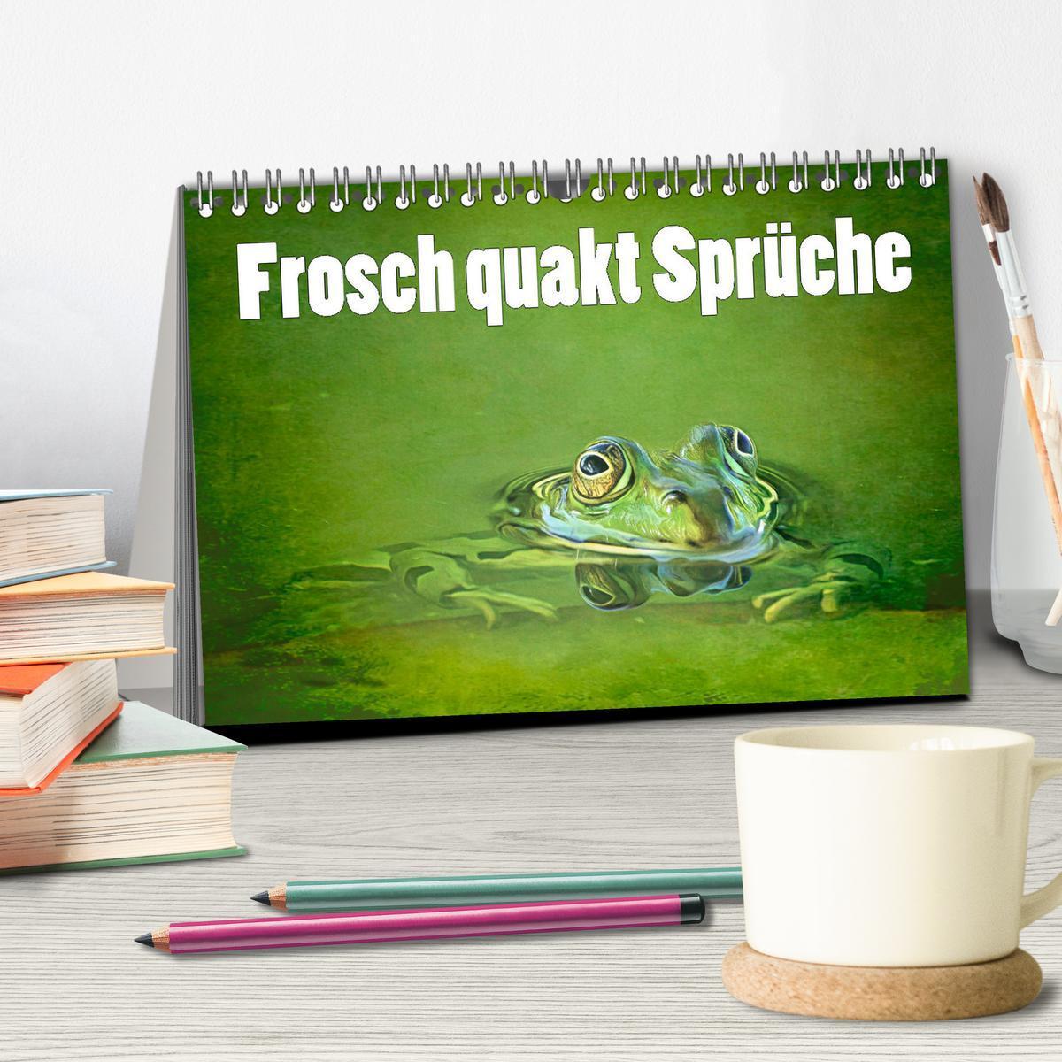 Bild: 9783383916014 | Frosch quakt Sprüche (Tischkalender 2025 DIN A5 quer), CALVENDO...