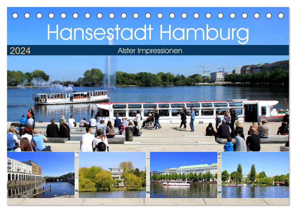 Cover: 9783383108075 | Hansestadt Hamburg - Alster Impressionen (Tischkalender 2024 DIN A5...