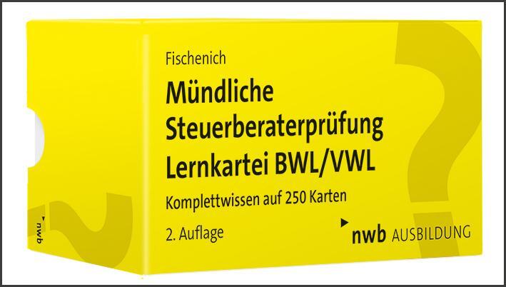 Cover: 9783482661822 | Mündliche Steuerberaterprüfung Lernkartei BWL/VWL | Hugo Fischenich