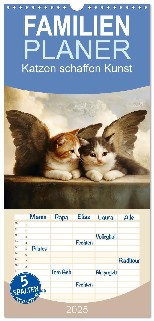 Cover: 9783457191934 | Familienplaner 2025 - Katzen schaffen Kunst mit 5 Spalten...