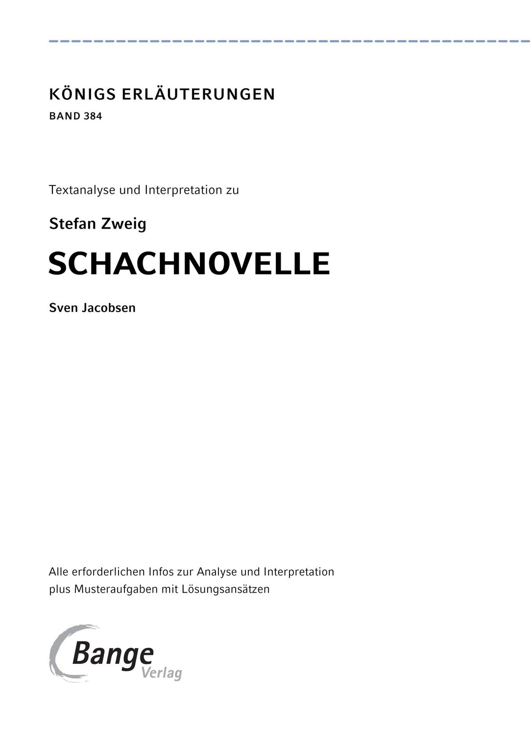 Bild: 9783804420977 | Schachnovelle - Textanalyse und Interpretation | Stefan Zweig | Buch