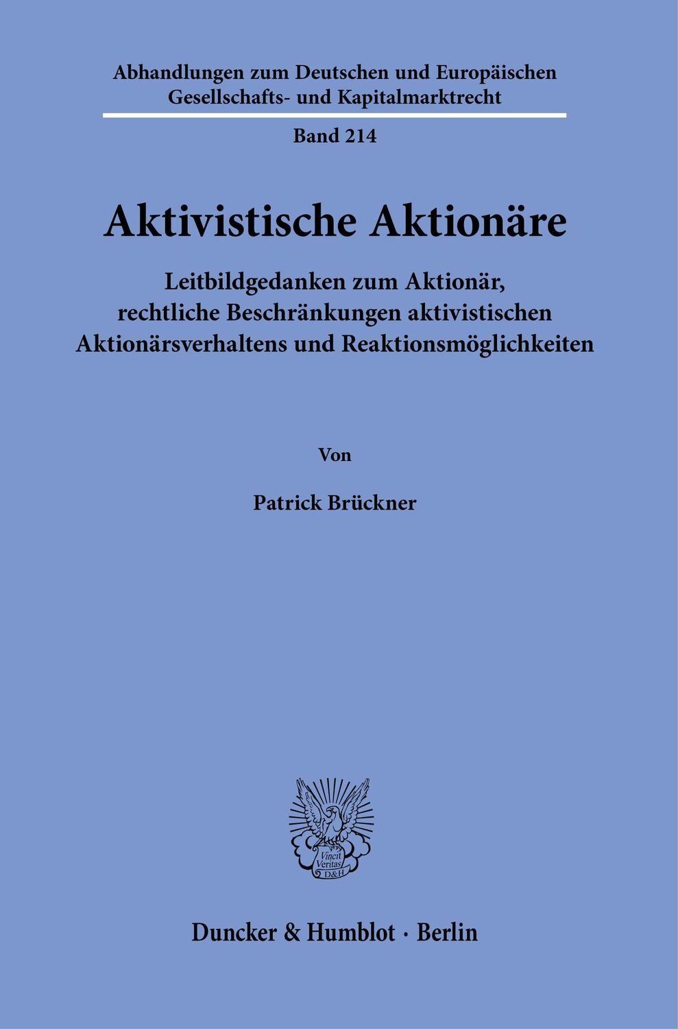 Cover: 9783428187690 | Aktivistische Aktionäre. | Patrick Brückner | Taschenbuch | 354 S.