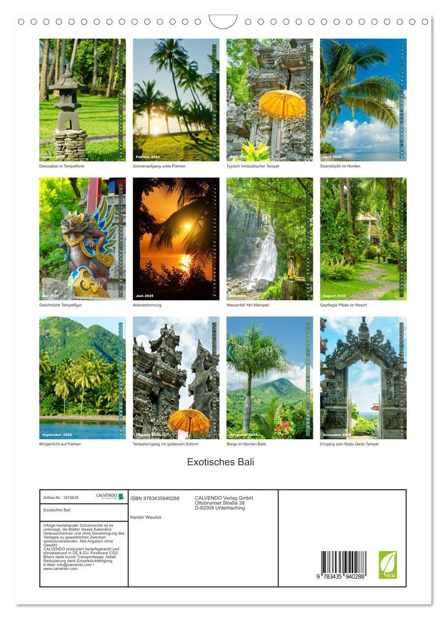 Bild: 9783435940288 | Exotisches Bali (Wandkalender 2025 DIN A3 hoch), CALVENDO...