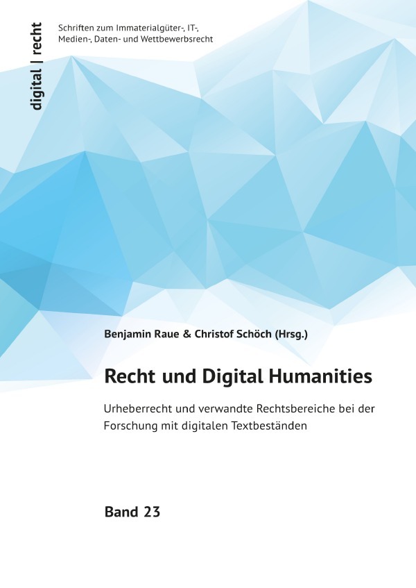 Cover: 9783818705503 | Recht und Digital Humanities | Christof Schöch | Taschenbuch | Deutsch