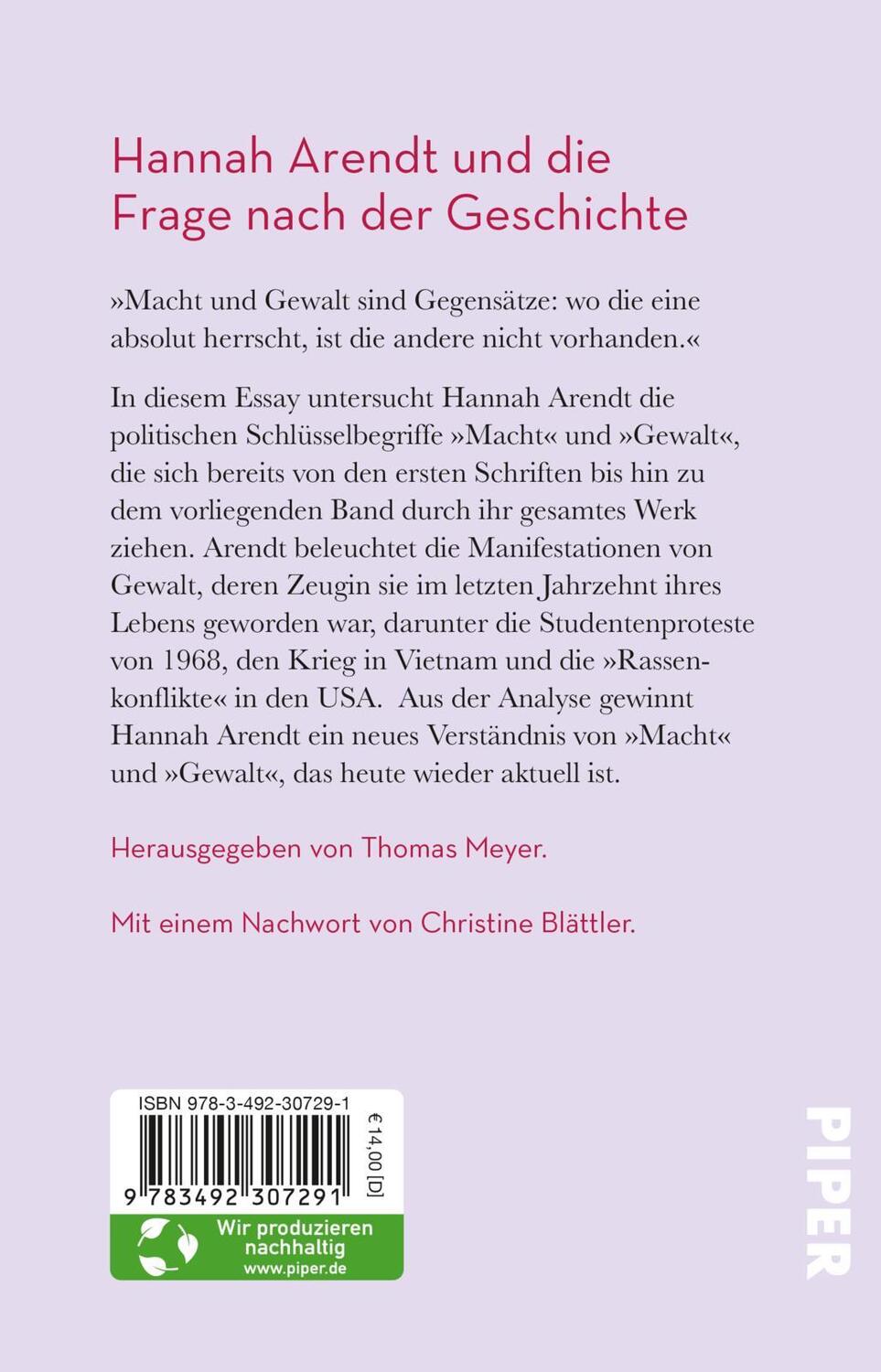 Rückseite: 9783492307291 | Macht und Gewalt | Hannah Arendt | Taschenbuch | 208 S. | Deutsch
