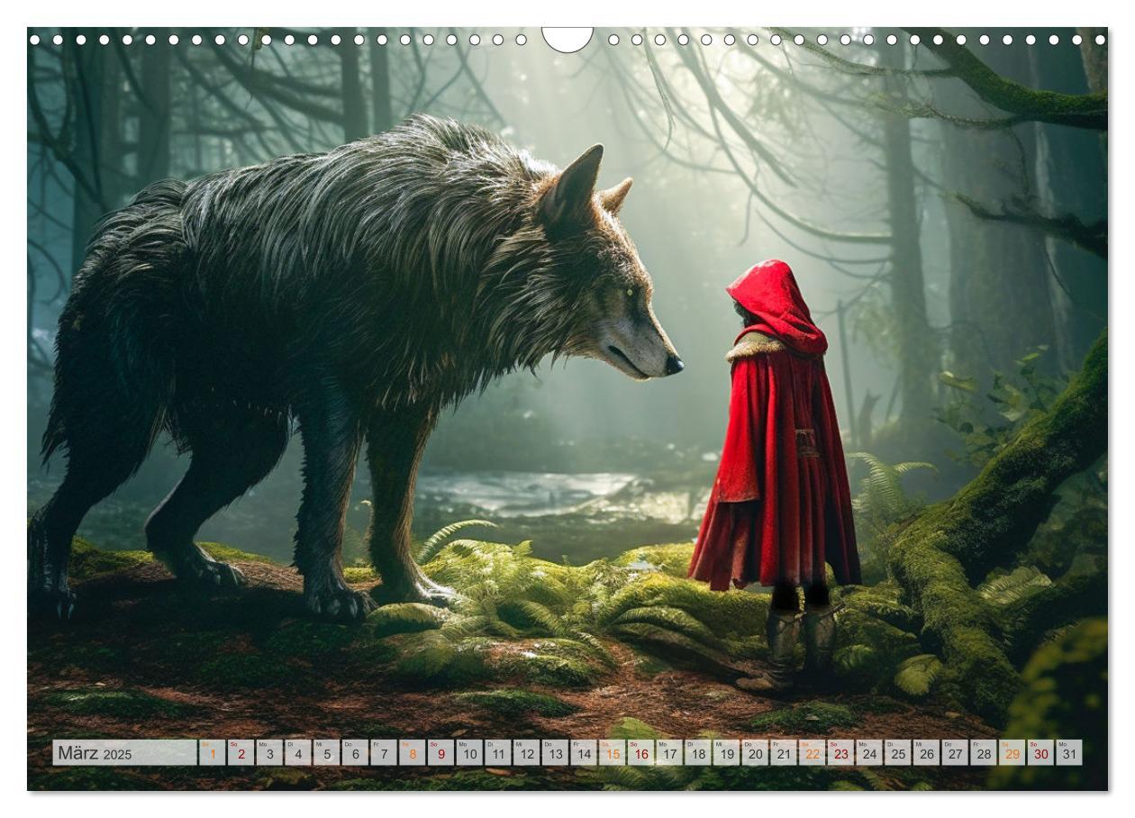 Bild: 9783383892264 | Rotkäppchen und der Wolf (Wandkalender 2025 DIN A3 quer), CALVENDO...