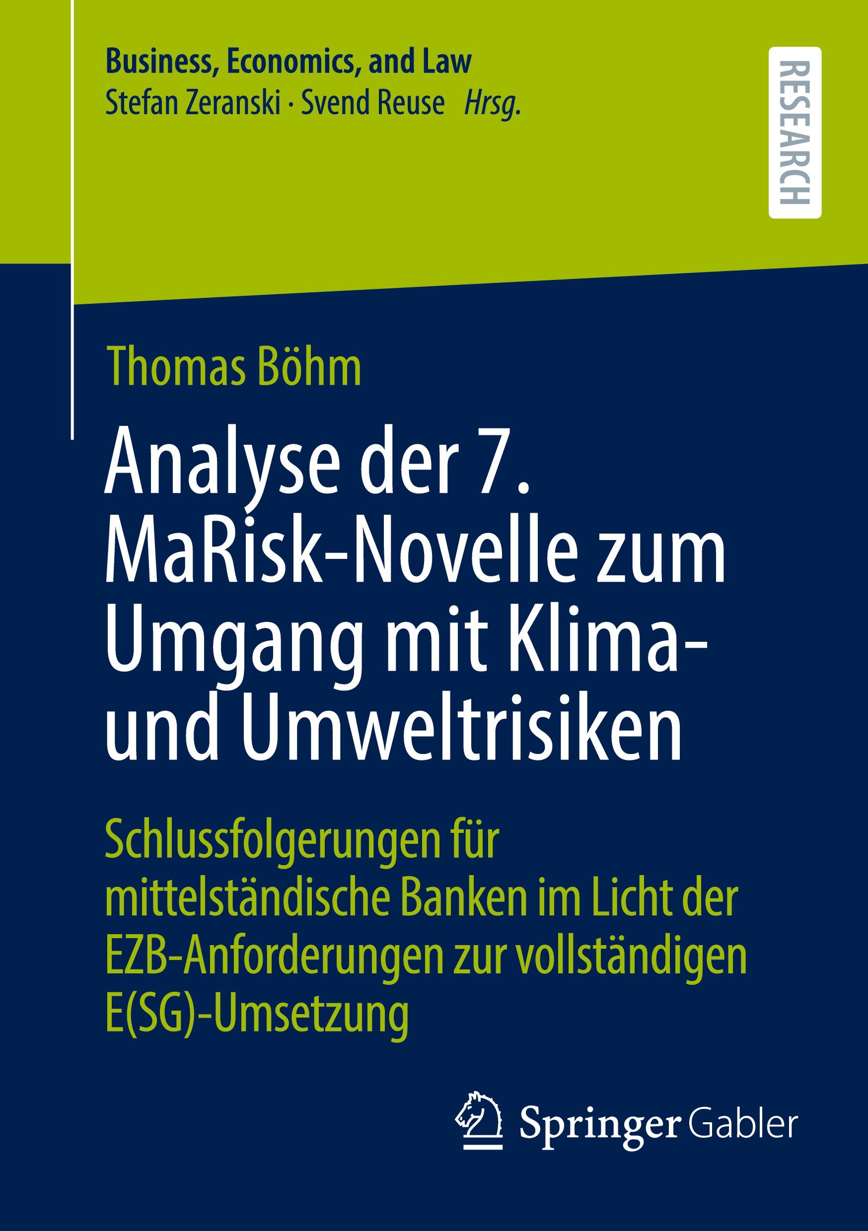 Cover: 9783658450670 | Analyse der 7. MaRisk-Novelle zum Umgang mit Klima- und Umweltrisiken