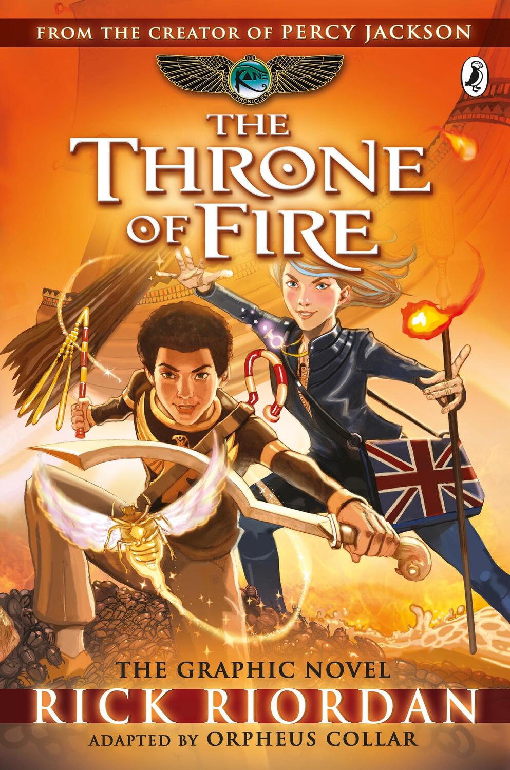 Cover: 9780141366586 | The Throne of Fire: The Graphic Novel (The Kane Chronicles Book 2)