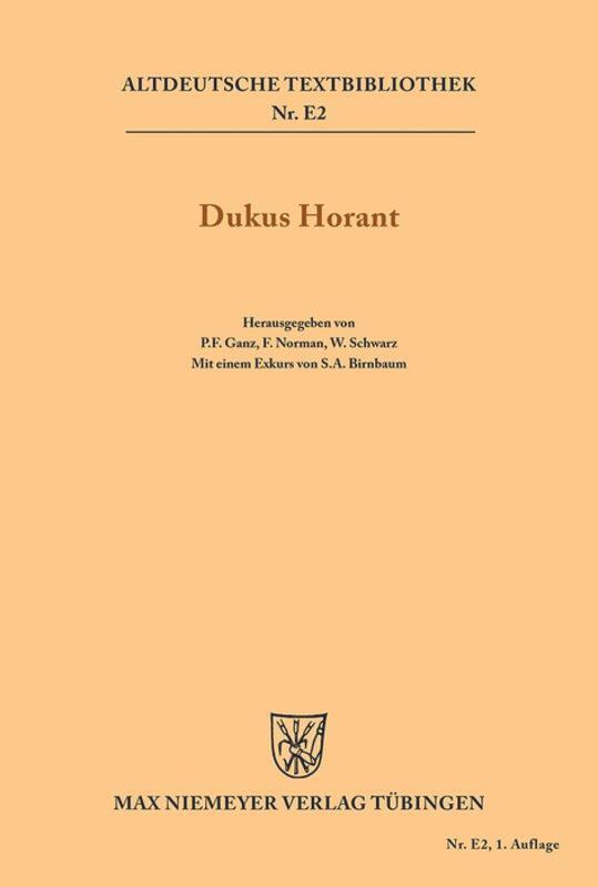 Cover: 9783484200487 | Dukus Horant | Peter Ganz (u. a.) | Taschenbuch | De Gruyter