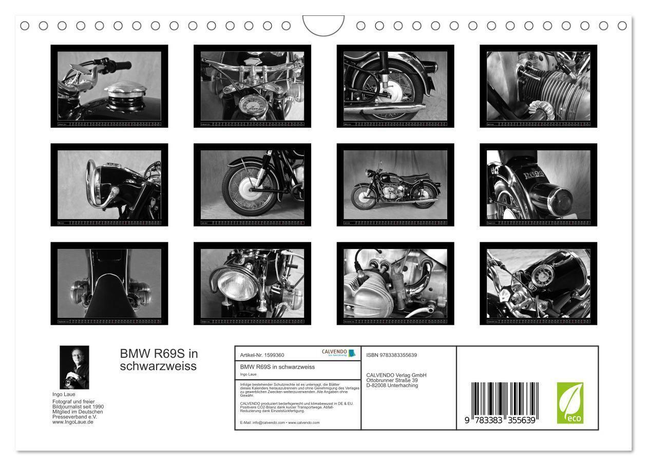 Bild: 9783383355639 | BMW R69S in schwarzweiss (Wandkalender 2024 DIN A4 quer), CALVENDO...