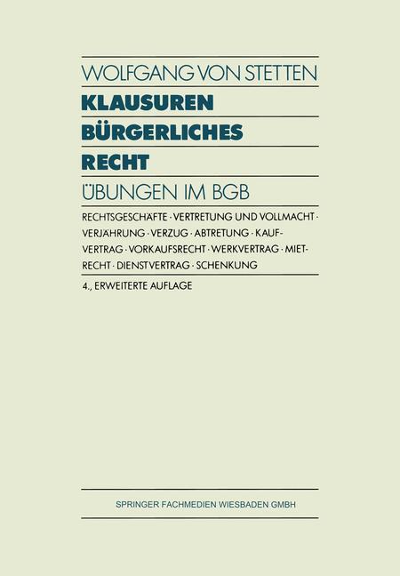 Cover: 9783409477307 | Klausuren Bürgerliches Recht | Übungen im BGB | Taschenbuch | Deutsch