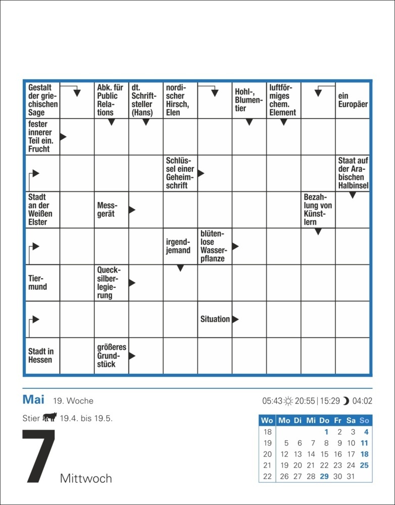 Bild: 9783840033575 | Kreuzworträtsel Tagesabreißkalender 2025 | Stefan Krüger | Kalender