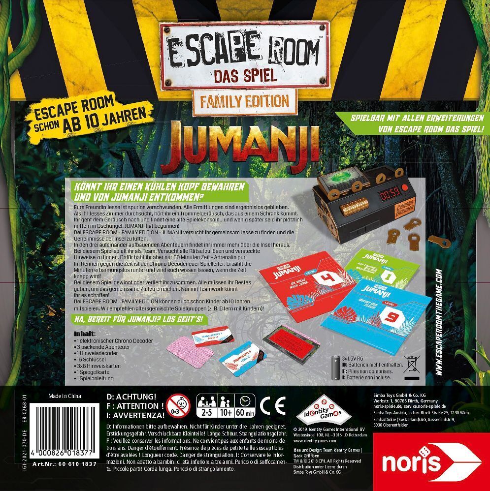 Bild: 4000826018377 | Escape Room Jumanji (Spiel) | Spiel | In Spielebox | 606101837 | 2019