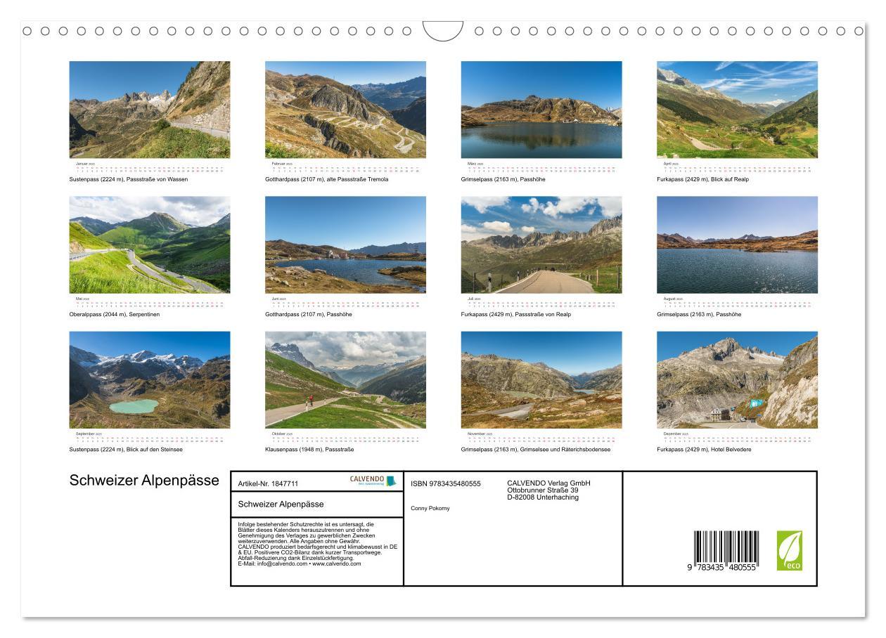 Bild: 9783435480555 | Schweizer Alpenpässe (Wandkalender 2025 DIN A3 quer), CALVENDO...