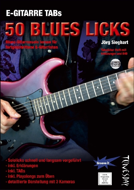 Cover: 9783955340056 | E-Gitarre TABs - 50 Blues Licks, m. DVD | Jörg Sieghart | 2016