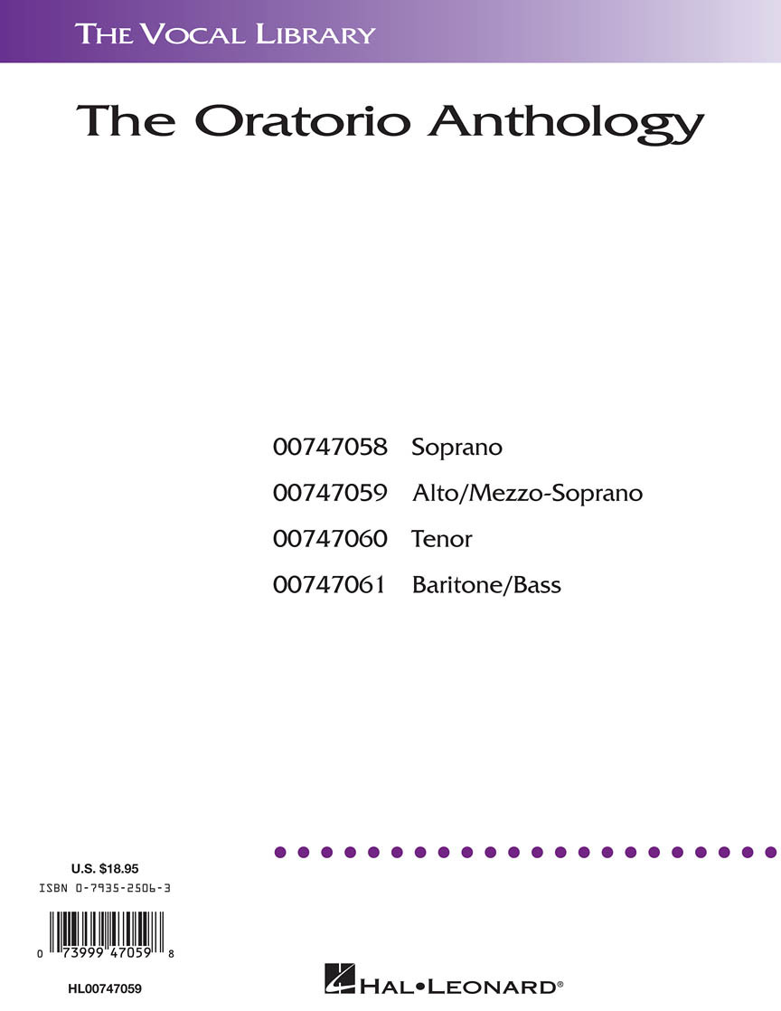 Cover: 73999470598 | The Oratorio Anthology | Vocal Collection | Buch | 1994 | Hal Leonard