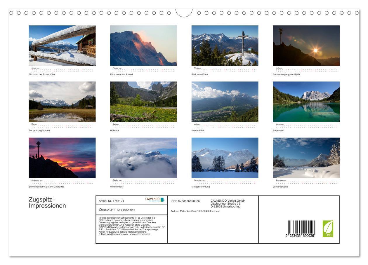 Bild: 9783435590926 | Zugspitz-Impressionen (Wandkalender 2025 DIN A3 quer), CALVENDO...