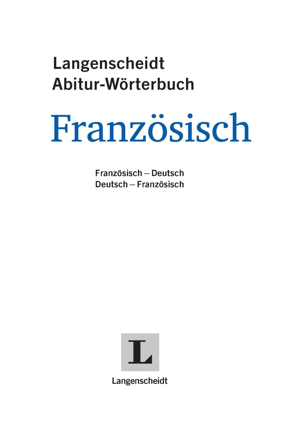 Bild: 9783125143982 | Langenscheidt Abitur-Wörterbuch Französisch - Klausurausgabe | Bundle