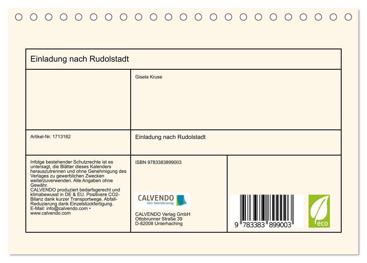 Bild: 9783383899003 | Einladung nach Rudolstadt (Tischkalender 2025 DIN A5 quer),...