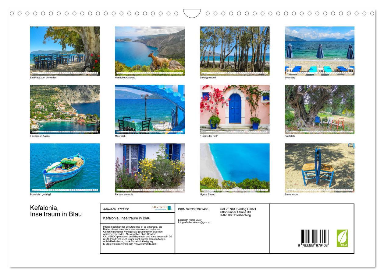 Bild: 9783383979408 | Kefalonia, Inseltraum in Blau (Wandkalender 2025 DIN A3 quer),...