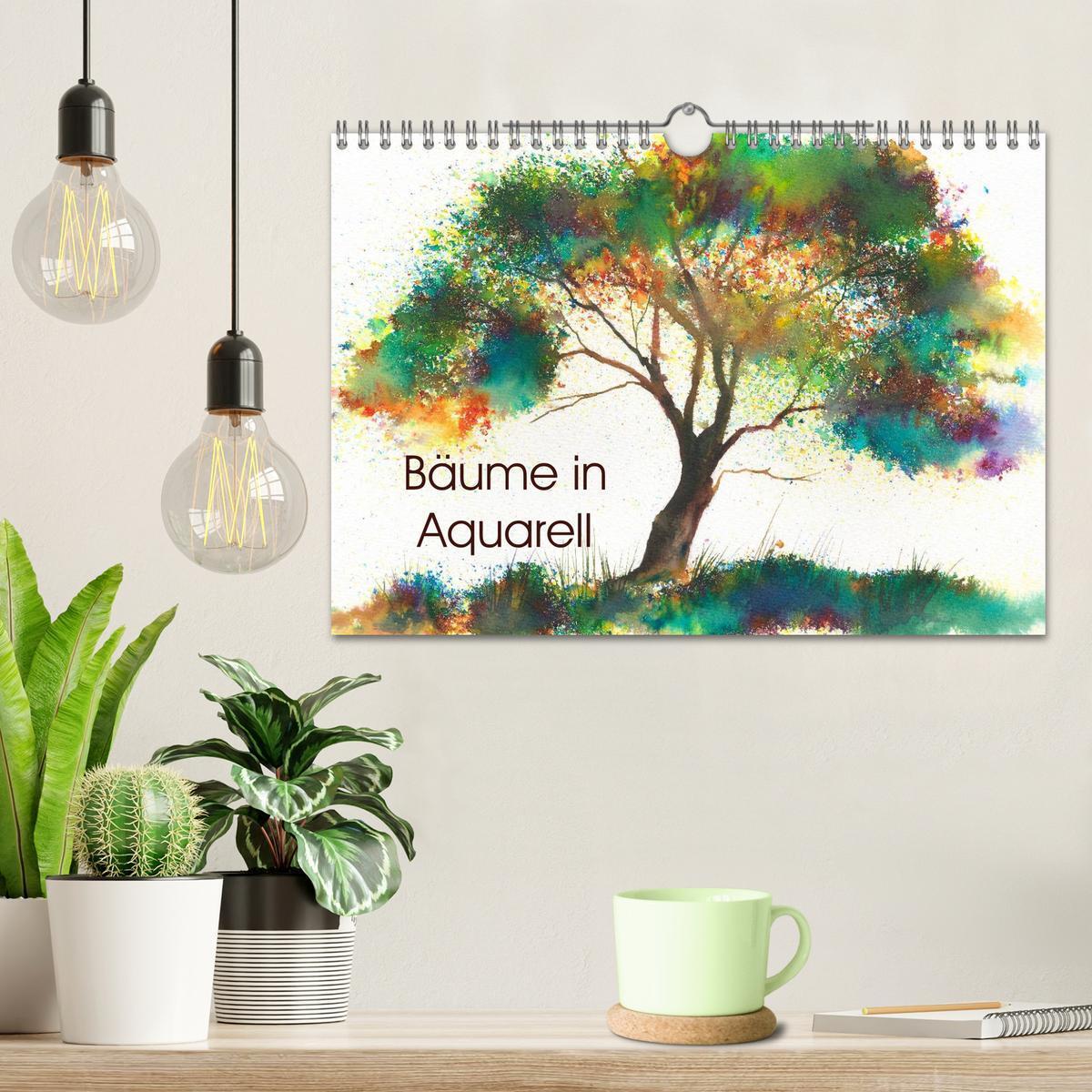 Bild: 9783435496006 | Bäume in Aquarell (Wandkalender 2025 DIN A4 quer), CALVENDO...