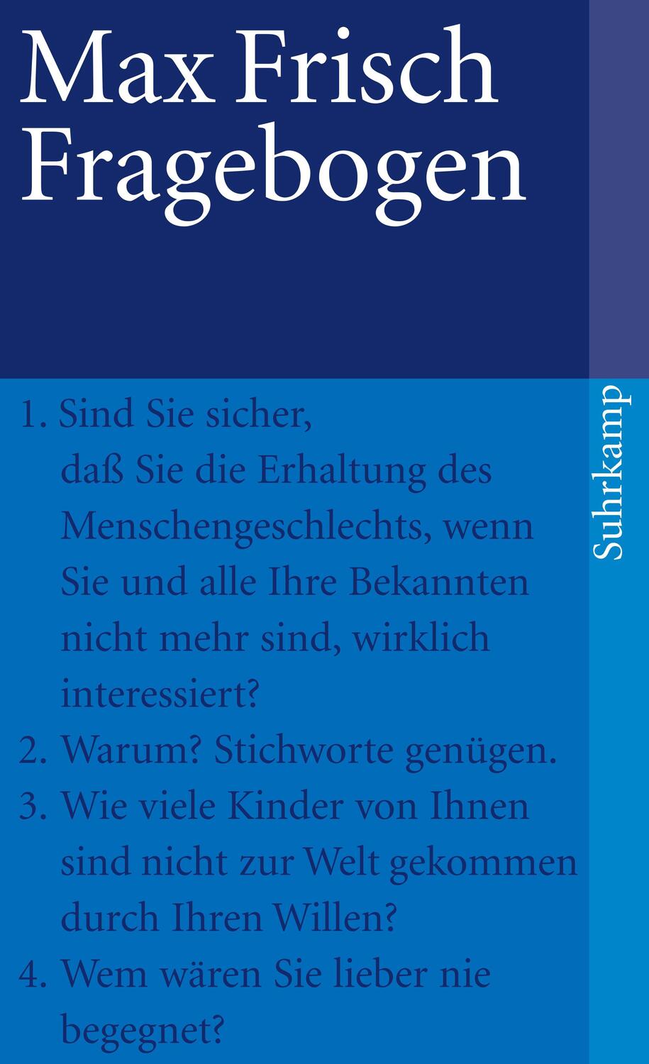 Cover: 9783518394526 | Fragebogen | Max Frisch | Taschenbuch | Deutsch | 2001 | Suhrkamp
